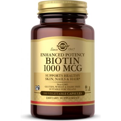 Solgar Biotin 1000 mcg 100 rostlinných kapslí – Hledejceny.cz