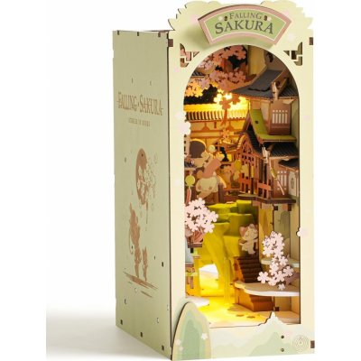 RoboTime 3D Puzzle Zarážka na knihy "Falling Sakura" dřevěná – Zboží Dáma