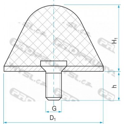 Pryžový doraz kuželový typ.16 - 35x35 M8x16 50ShA tvar 76.16 – Zboží Mobilmania