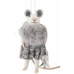 Bloomingville Plstěná vánoční ozdoba Peo Grey Wool Myška stříbrná barva textil – Zboží Dáma
