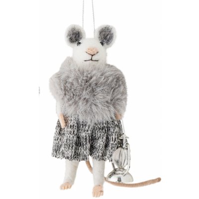 Bloomingville Plstěná vánoční ozdoba Peo Grey Wool Myška stříbrná barva textil – Zboží Dáma