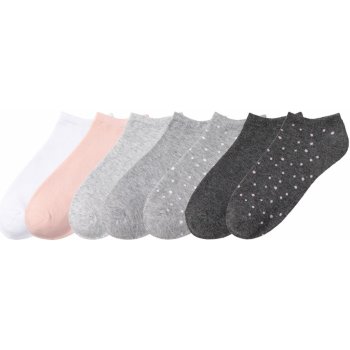 Pepperts Dívčí nízké ponožky s BIO bavlnou, 7 párů bílá/růžová/šedá