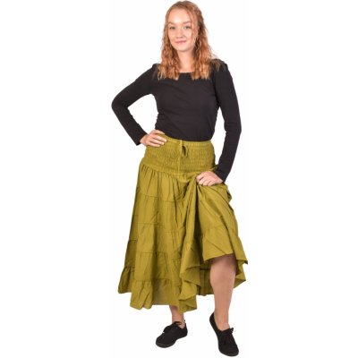 Sanu Babu dlouhá pistáciově sukně s volánem žabičkování v pase zelená