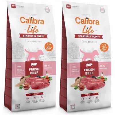 Calibra Dog Life Starter & Puppy Fresh Beef 2 x 12 kg