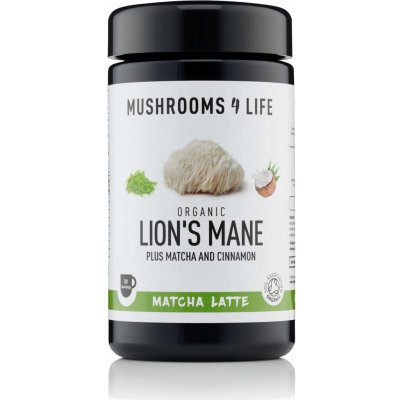 Mushrooms 4 Life Kokosové latte s houbou hericium zeleným matcha čajem a skořicí 110 g – Sleviste.cz