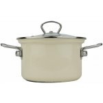 BELIS Smaltovaný hrnec se skleněnou poklicí 16 cm - 2 l - ECO CERAMIC krémový – Zbozi.Blesk.cz