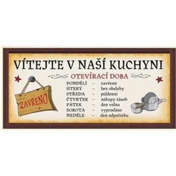 Dřevěná cedule s nápisem Vítejte v naší kuchyni od 188 Kč - Heureka.cz