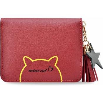 Působivá dámská peněženka rocková portmonka na zip malá peněženka s  přívěskem potisk kočka červená od 159 Kč - Heureka.cz
