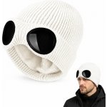 Čepice Aviator 2v1 s brýlemi zimní teplá dámská pánská bílá – Hledejceny.cz