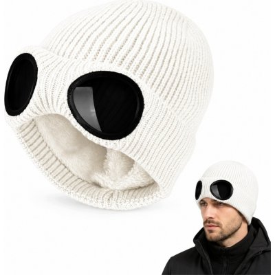 Čepice Aviator 2v1 s brýlemi zimní teplá dámská pánská bílá – Hledejceny.cz