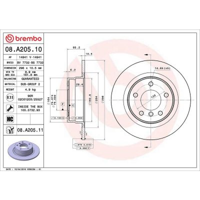 Brzdový kotouč BREMBO 08.A205.11 | Zboží Auto