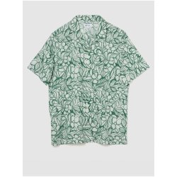 Gap pánská květovaná košile s příměsí lnu krémovo-zelená