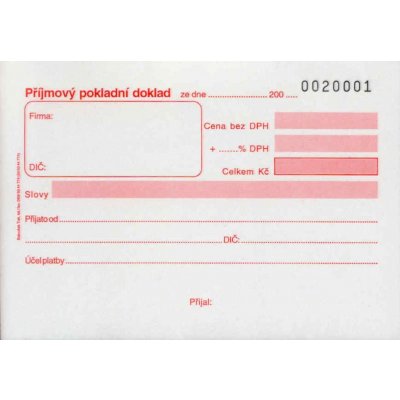Baloušek Tisk PT022 Příjmový pokladní doklad A6 samopropisovací, 1 1 číslovaný