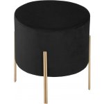 Atmosphera Kulatá stolička čalouněná černým sametem na jemných nohách ve zlaté barvě – Zboží Dáma
