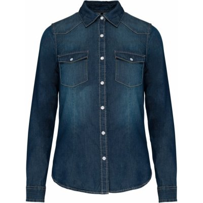 Kariban Vintage K518 dámská denim košile s dlouhým rukávem blue jean – Zboží Dáma