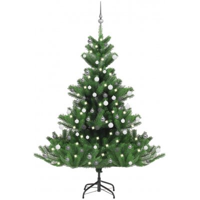 Nabytek XL Umělý vánoční stromek normandská jedle LED a koule zelený 180cm – Zboží Mobilmania