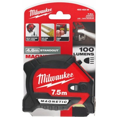 Milwaukee Magnetický svinovací metr s LED 7,5 m 4932492469 – Hledejceny.cz
