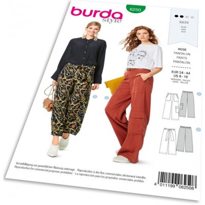Střih Burda 6250 - Volné kalhoty, kapsáče – Sleviste.cz