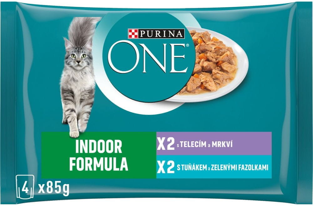 Purina ONE INDOOR tuňák a telecí ve šťávě 48 x 85 g