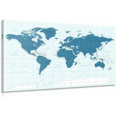 Obraz politická mapa světa v modré barvě - 150x100 – Hledejceny.cz