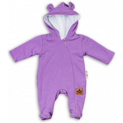 Baby Nellys Kojenecký teplákový overal s kapucí Teddy fialový – Zbozi.Blesk.cz