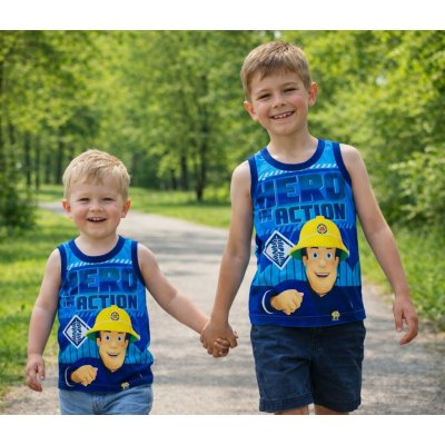 Setino chlapecké bavlněné tričko bez rukávů tílko Požárník Sam modré – Zboží Dáma