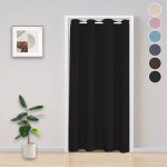 PMS Černáout Door Curtain Thermo Eyelet Curtain Cold PČervenáection Curtain Room Divider Curtains, černá, 132x244cm – Zboží Mobilmania