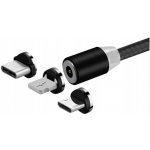 Magnetický nabíjecí kabel 3v1 mikro-USB, Lightning, USB-C 2,4A - Černá – Zboží Mobilmania