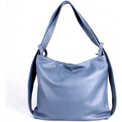 Vera Pelle kabelka a batoh v 1 velká kožená kabelka na rameno a batoh 12 džínově modrá – Zboží Mobilmania