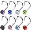 Piercing Šperky4U zahnutý piercing do nosu kamínek N01067-G