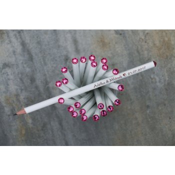 Svatební tužky se jmény s růžovým krystalem Swarovski Kolik potřebujete kusů?: Potřebuji 10 - 19 ks