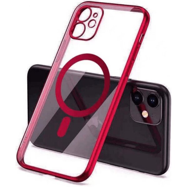 Pouzdro a kryt na mobilní telefon Pouzdro SES MagSafe silikonové Apple iPhone 12 - červené