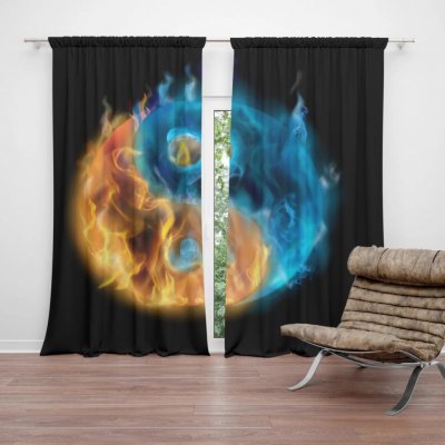 Sablio Závěs Ohnivé jin a jang: 2ks 140x250cm – Hledejceny.cz