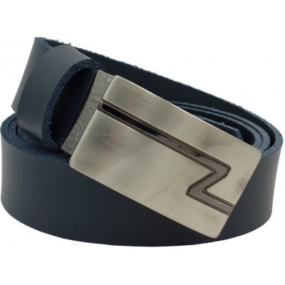 Opaskujse kožený opasek černá kůže plná spona hranatá leštěná kovová – Sleviste.cz