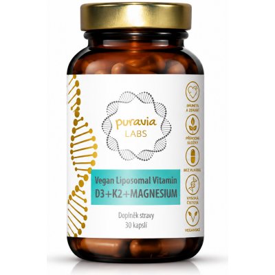 Puravia LABS Liposomální vitamín D3 + K2 + Magnesium VEGAN 30 kapslí – Hledejceny.cz