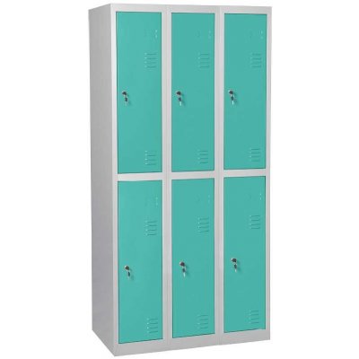 JP 606 N skříň 6-boxová 1850x900x500 mm šedá/tyrkysová – Sleviste.cz