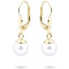 Náušnice Cutie Jewellery zlaté s perlou visací Z3015Z bílá