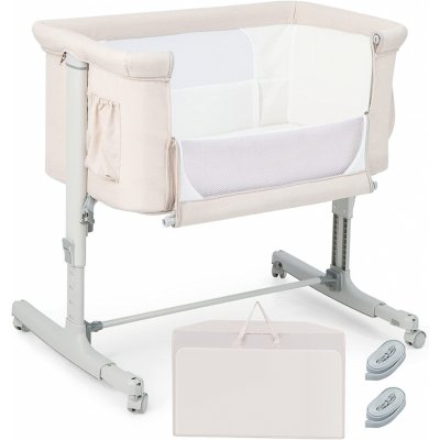 COSTWAY 3 v 1 postýlka 5stupňová béžová – Zboží Mobilmania