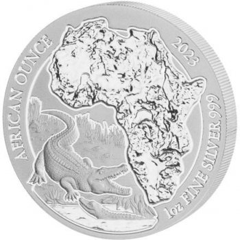 Rwanda Různí Stříbrná mince The African Silver Ounce Krokodýl nilský 1 Oz