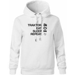 Traktor eat sleep repeat Oversized mikina dámská Moon kratší + širší Bílá