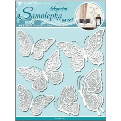 Anděl 10068 Samolepka na zeď motýli s bílými krajkovými křídly 40x31cm – Sleviste.cz