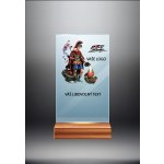 Skleněná trofej na dřevěném podstavci Florián Výška: 17 cm – Zboží Dáma