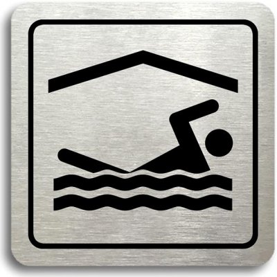 Accept Piktogram "bazén krytý" (80 × 80 mm) (stříbrná tabulka - černý tisk) – Zboží Mobilmania