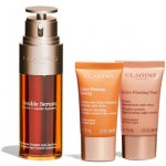 Clarins Double Serum & Extra-Firming pleťové sérum Double Serum 50 ml + denní pleťový krém Extra-Firming Energy 15 ml + noční pleťový krém Extra-Firming Night 15 ml + kosmetická taštička dárková sada – Zboží Mobilmania