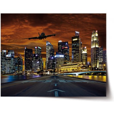 Sablio Plakát Letadlo nad mrakodrapy - 120x80 cm – Zboží Mobilmania