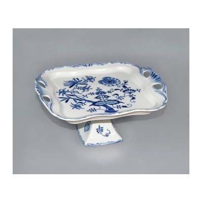 Cibulák podnos Aida čtvercový na noze originální cibulákový porcelán Dubí cibulový vzor 30x25 cm – Zboží Mobilmania