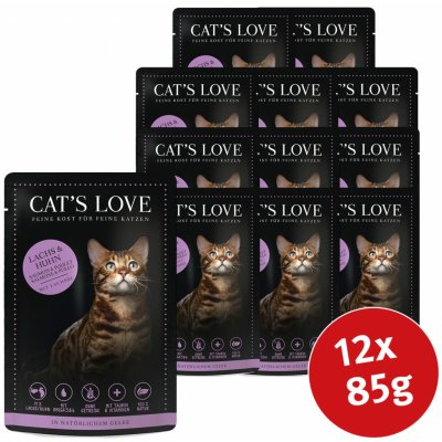 Cat's Love s lososem kuřecím masem petrželkou a lososovým olejem 12 x 85 g