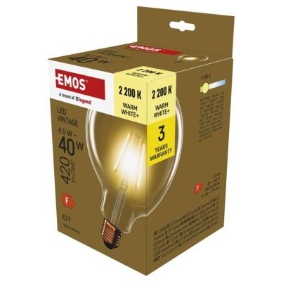 Emos LED VNT G125 4,5W(40W) 420lm E27 WW+ – Hledejceny.cz