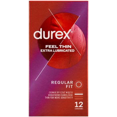 Durex Feel Thin Extra Lubricated Regular Fit 12 ks