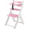 Jídelní židlička Wood Partner Luca bílá/růžová